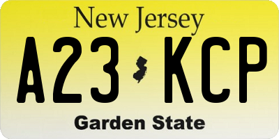 NJ license plate A23KCP