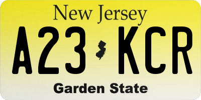 NJ license plate A23KCR