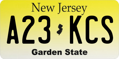 NJ license plate A23KCS