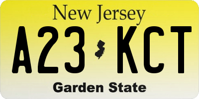 NJ license plate A23KCT