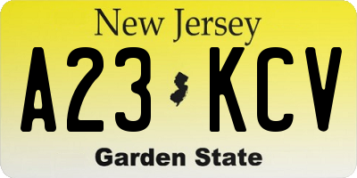 NJ license plate A23KCV