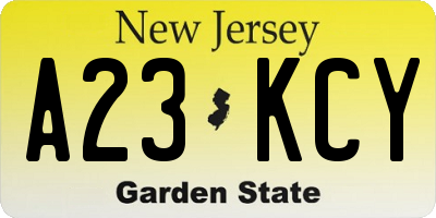 NJ license plate A23KCY