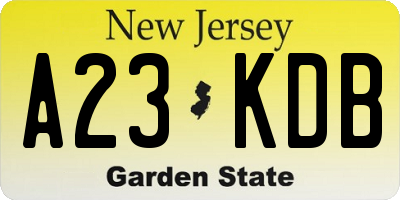 NJ license plate A23KDB