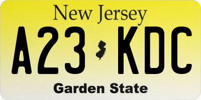 NJ license plate A23KDC