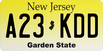 NJ license plate A23KDD