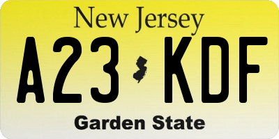 NJ license plate A23KDF