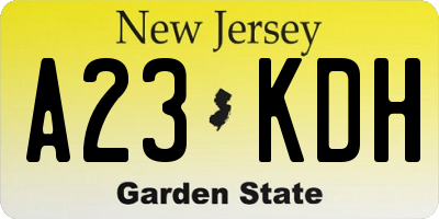 NJ license plate A23KDH