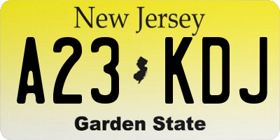 NJ license plate A23KDJ