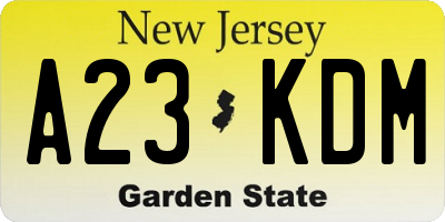 NJ license plate A23KDM