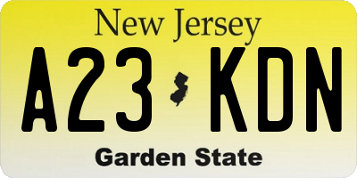 NJ license plate A23KDN