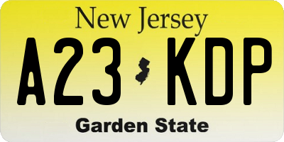 NJ license plate A23KDP