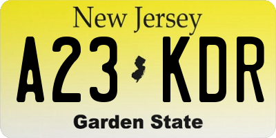 NJ license plate A23KDR