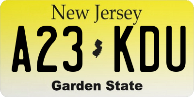 NJ license plate A23KDU