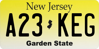 NJ license plate A23KEG