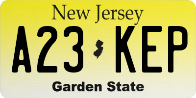 NJ license plate A23KEP