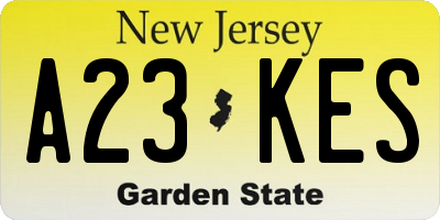 NJ license plate A23KES