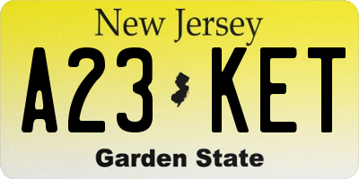 NJ license plate A23KET