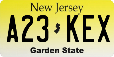 NJ license plate A23KEX
