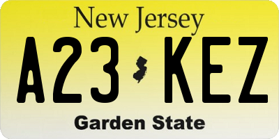 NJ license plate A23KEZ