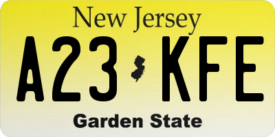 NJ license plate A23KFE