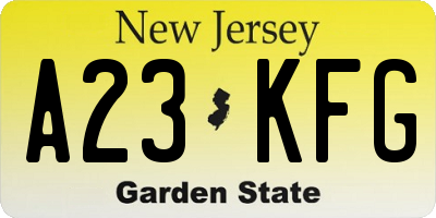 NJ license plate A23KFG
