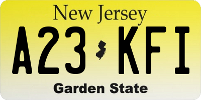 NJ license plate A23KFI