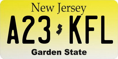 NJ license plate A23KFL