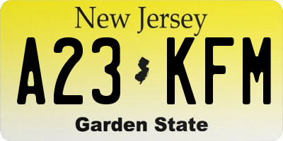 NJ license plate A23KFM