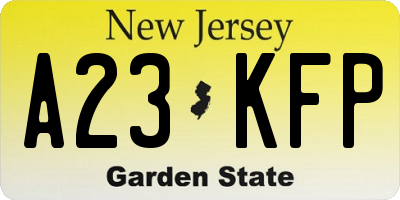 NJ license plate A23KFP