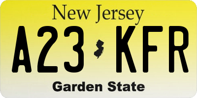NJ license plate A23KFR