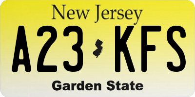NJ license plate A23KFS