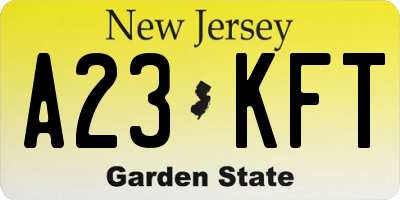 NJ license plate A23KFT