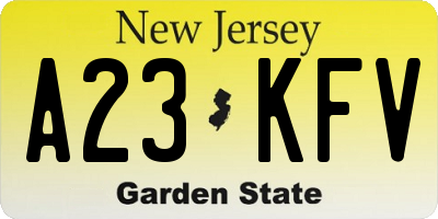 NJ license plate A23KFV