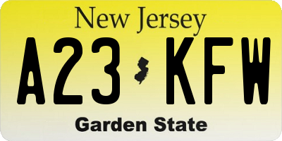 NJ license plate A23KFW