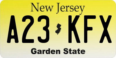 NJ license plate A23KFX