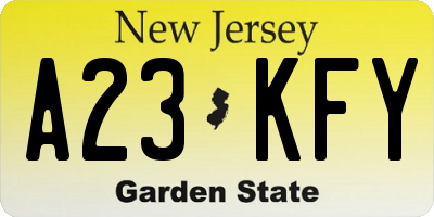 NJ license plate A23KFY