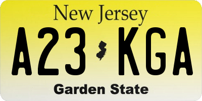 NJ license plate A23KGA