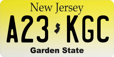NJ license plate A23KGC