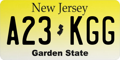 NJ license plate A23KGG