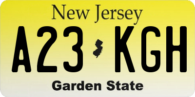 NJ license plate A23KGH