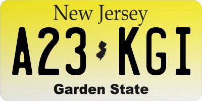 NJ license plate A23KGI