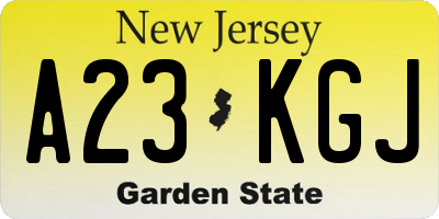 NJ license plate A23KGJ