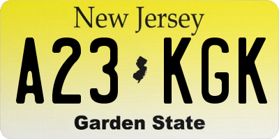 NJ license plate A23KGK