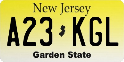 NJ license plate A23KGL