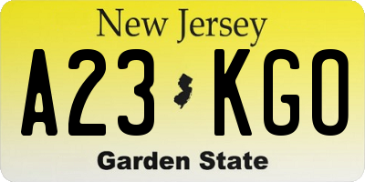 NJ license plate A23KGO