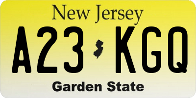 NJ license plate A23KGQ