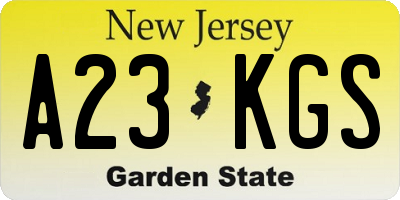 NJ license plate A23KGS