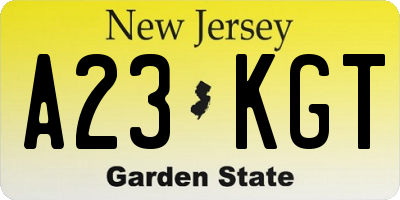 NJ license plate A23KGT