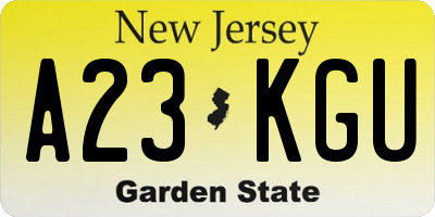 NJ license plate A23KGU