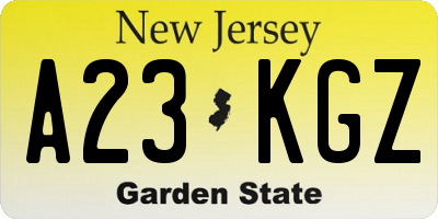 NJ license plate A23KGZ